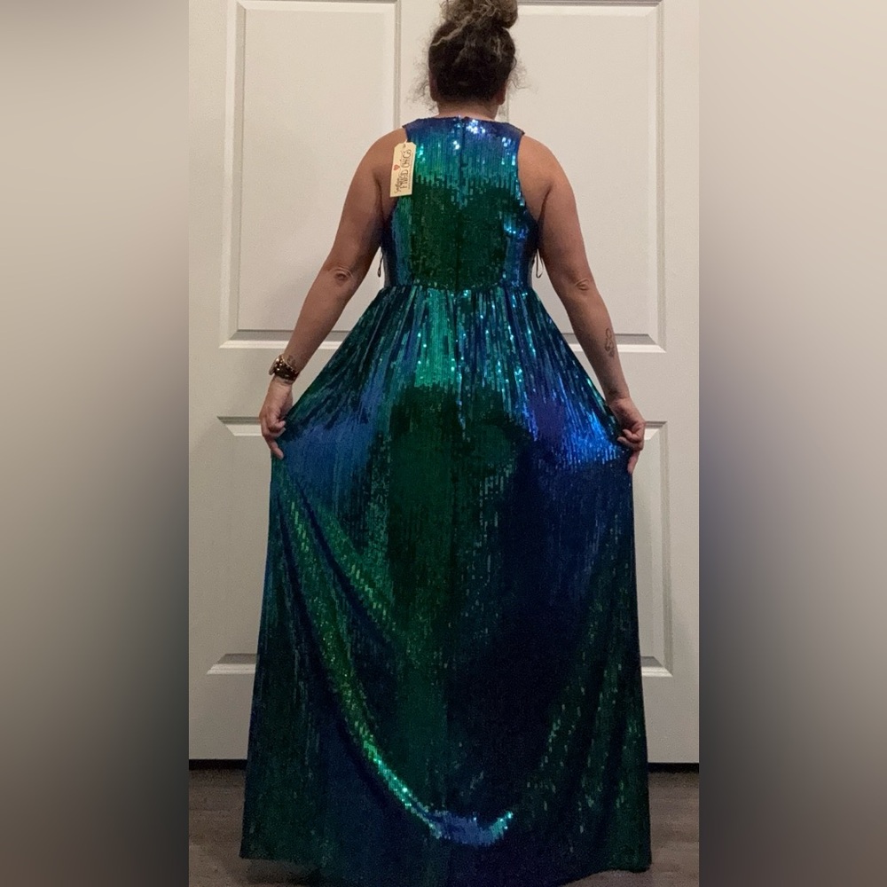 Sequin Mermaid blue/green dress - Picture 3 of 13